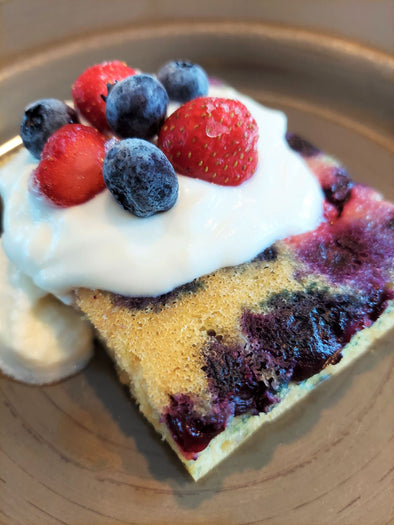 Sheet Pan Pancakes with Yogurt and Berries